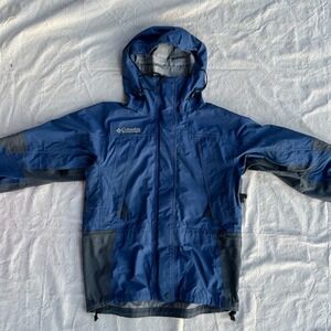 Vtg Columbia Womens Titanium Alloy Omni Tech Blue Grey Waterproof Jacket‎